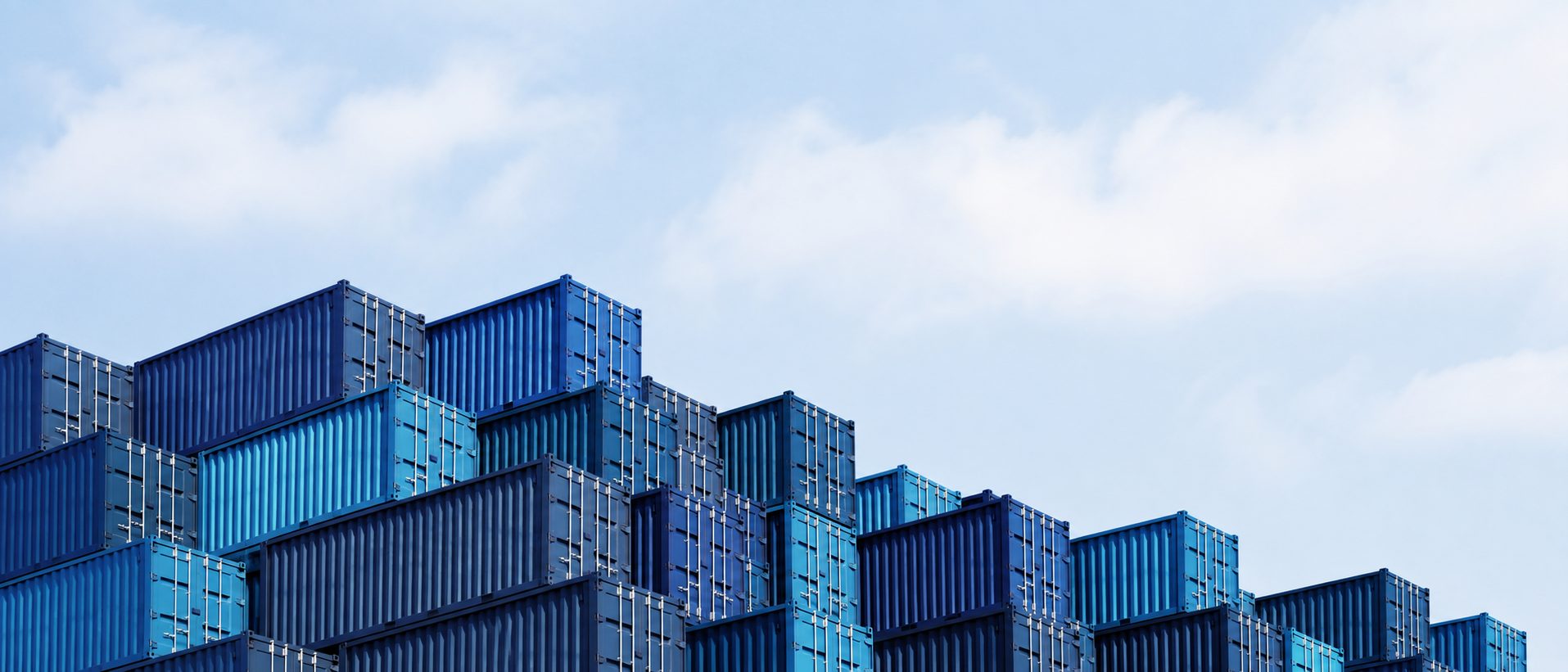 Shipping containers stacked at a port